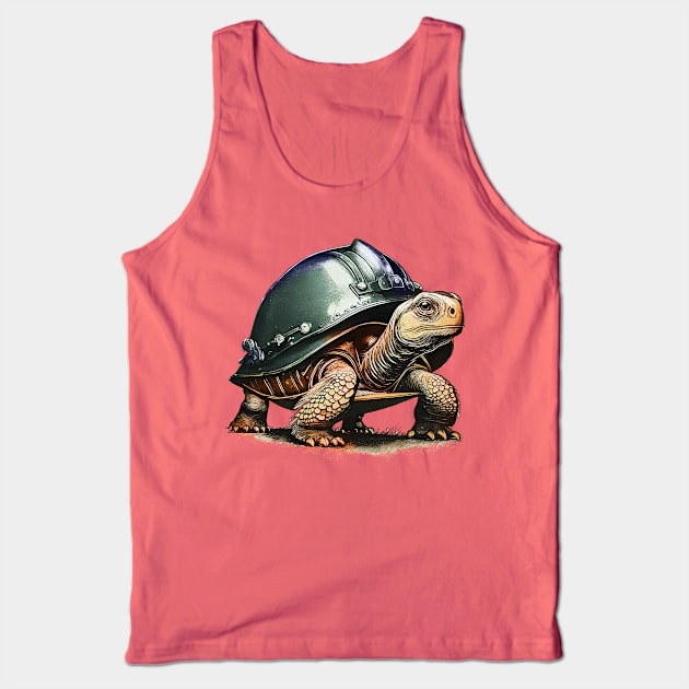 Tortoise with Helmet Tank Top by Midcenturydave